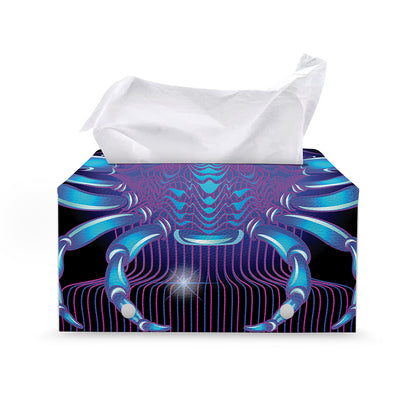 Dark Cancer Zodiac Sign Print Leather Tissue Box Cover