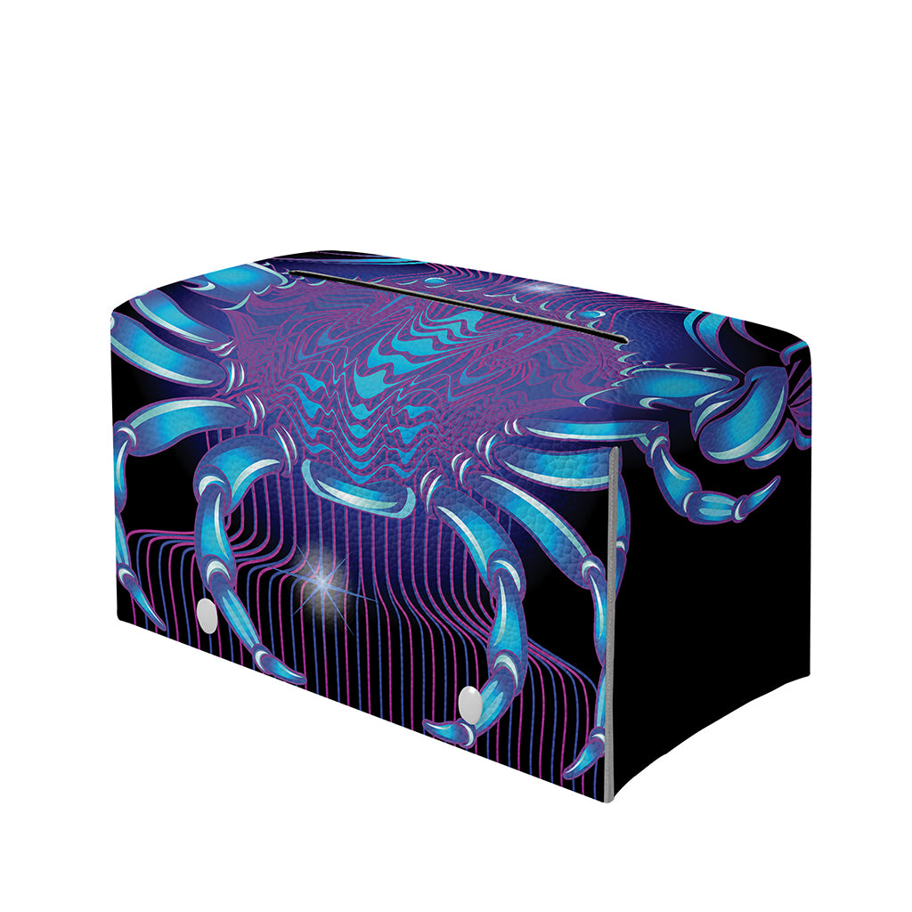 Dark Cancer Zodiac Sign Print Leather Tissue Box Cover