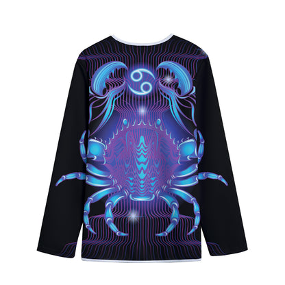 Dark Cancer Zodiac Sign Print Long Sleeve Short Coat