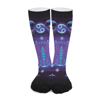 Dark Cancer Zodiac Sign Print Long Socks