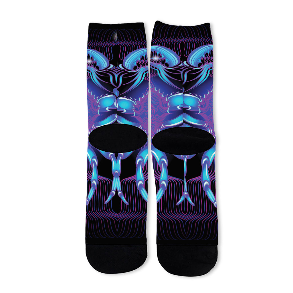 Dark Cancer Zodiac Sign Print Long Socks