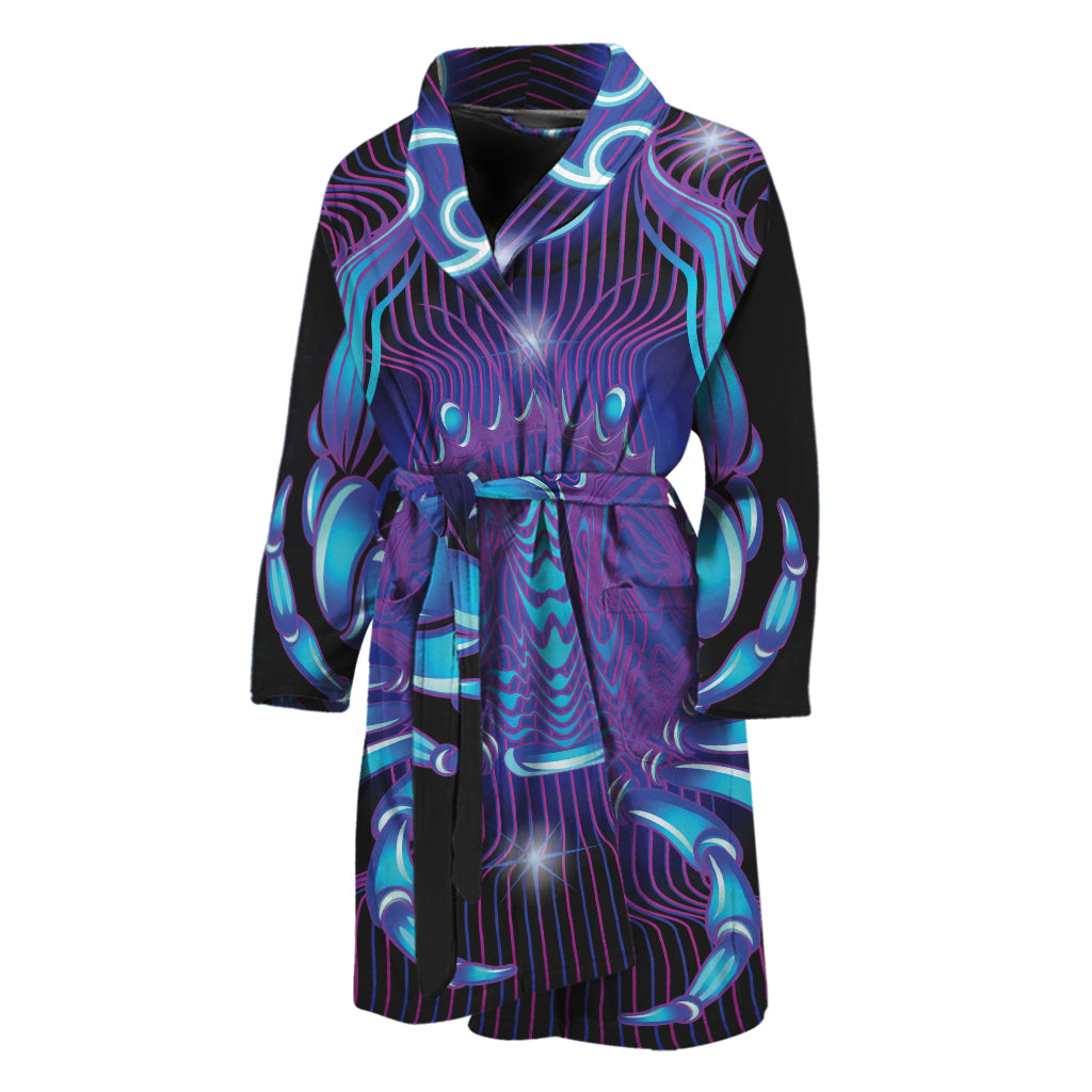 Dark Cancer Zodiac Sign Print Men's Bathrobe
