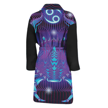 Dark Cancer Zodiac Sign Print Men's Bathrobe