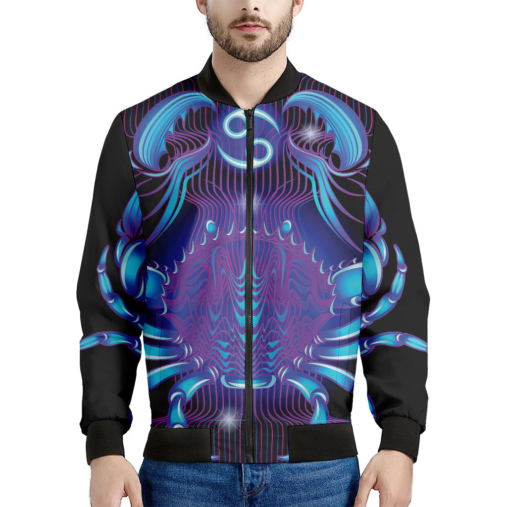 Dark Cancer Zodiac Sign Print Men's Bomber Jacket