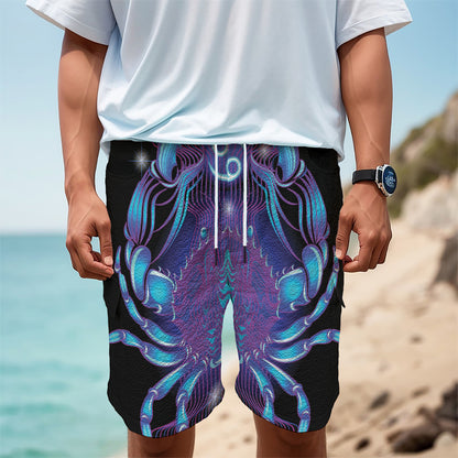 Dark Cancer Zodiac Sign Print Men's Cargo Shorts