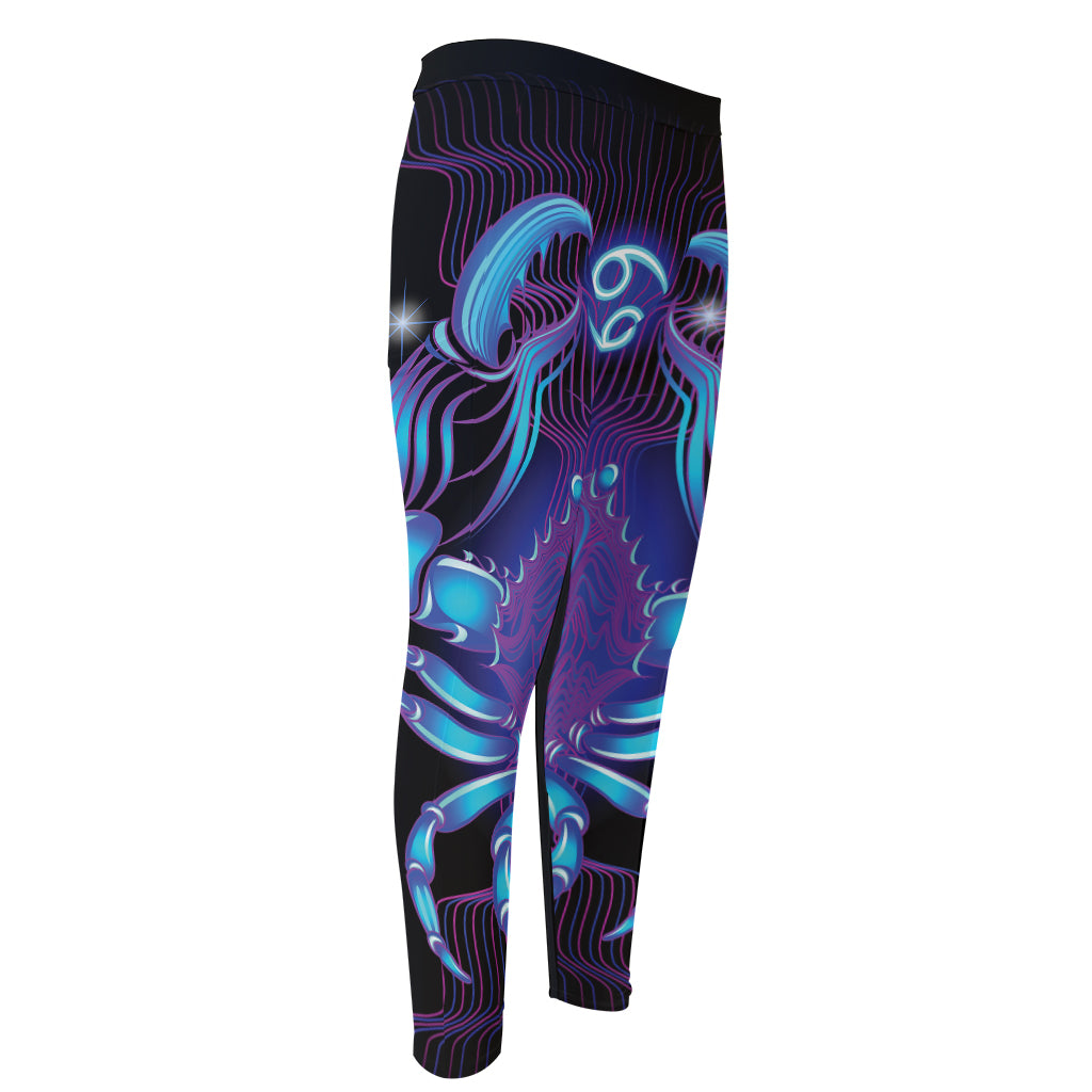 Dark Cancer Zodiac Sign Print Men's Compression Pants