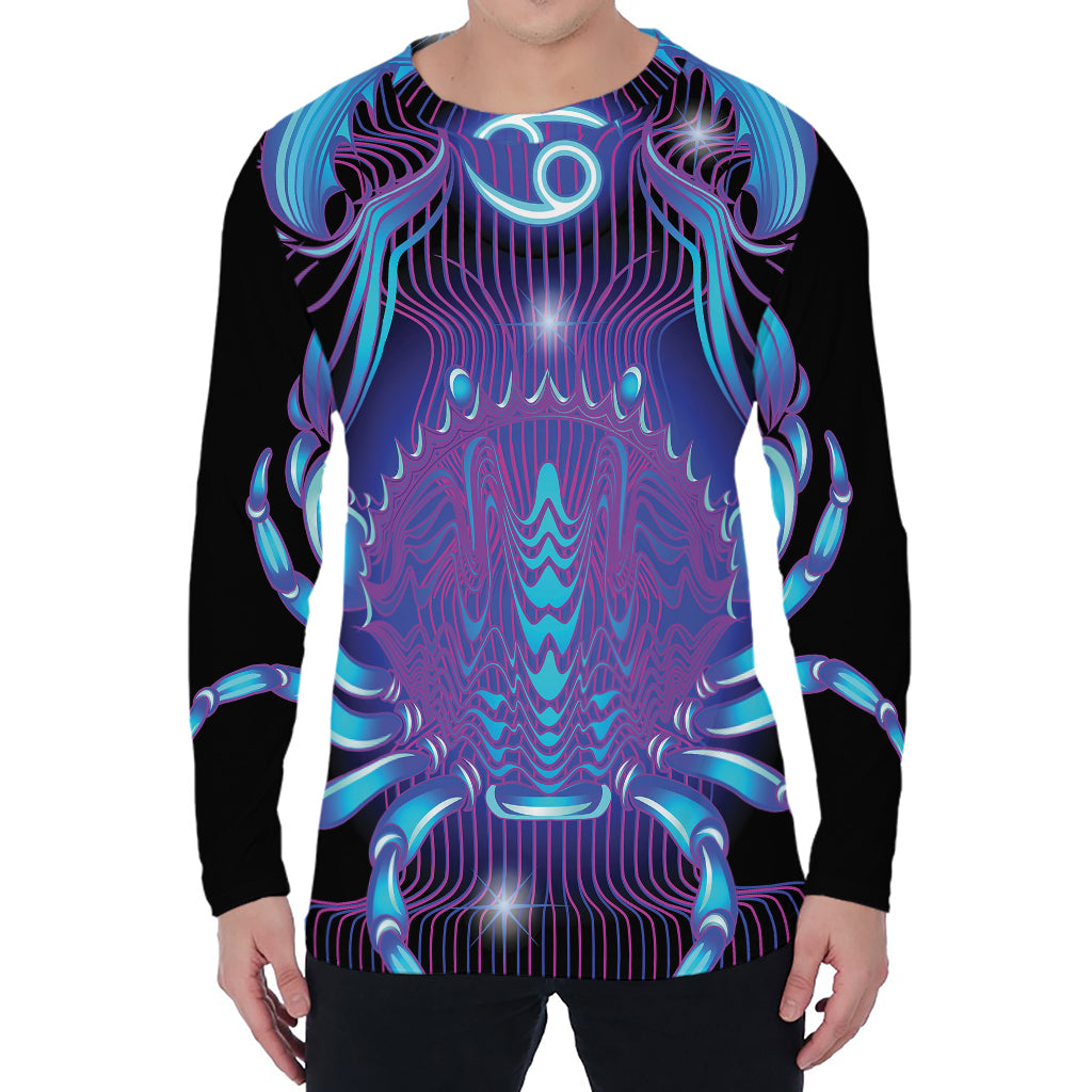 Dark Cancer Zodiac Sign Print Men's Long Sleeve T-Shirt