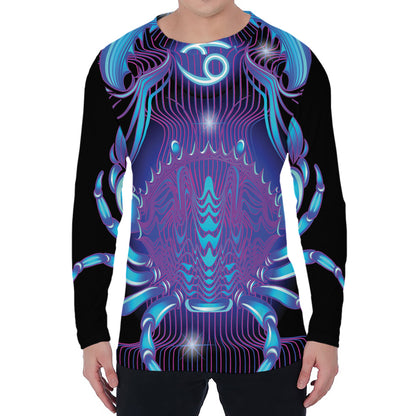 Dark Cancer Zodiac Sign Print Men's Long Sleeve T-Shirt