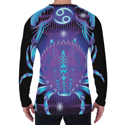 Dark Cancer Zodiac Sign Print Men's Long Sleeve T-Shirt