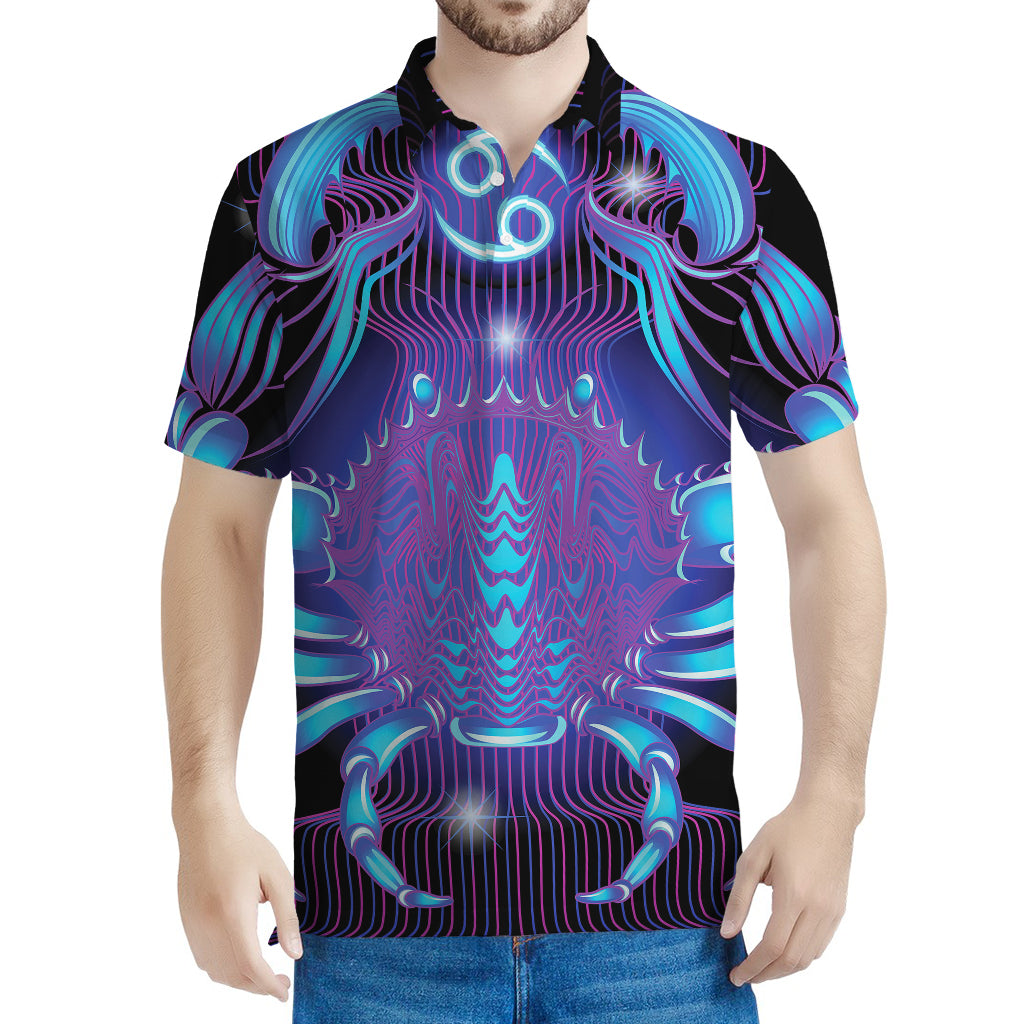 Dark Cancer Zodiac Sign Print Men's Polo Shirt