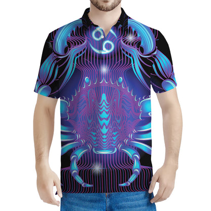 Dark Cancer Zodiac Sign Print Men's Polo Shirt