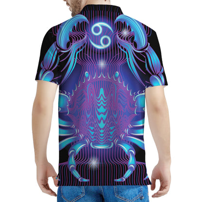 Dark Cancer Zodiac Sign Print Men's Polo Shirt