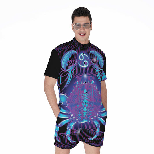 Dark Cancer Zodiac Sign Print Men's Rompers
