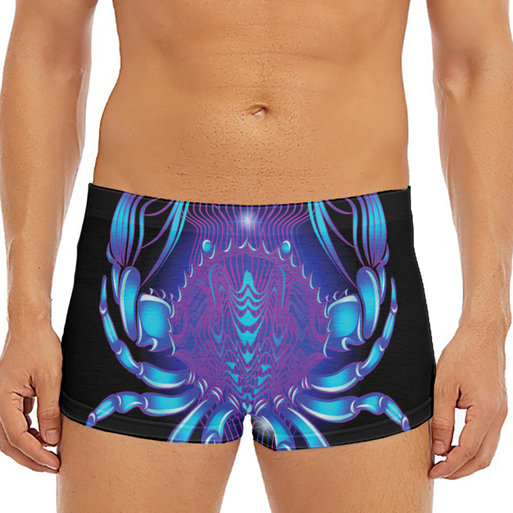 Dark Cancer Zodiac Sign Print Men's Short Boxer Briefs
