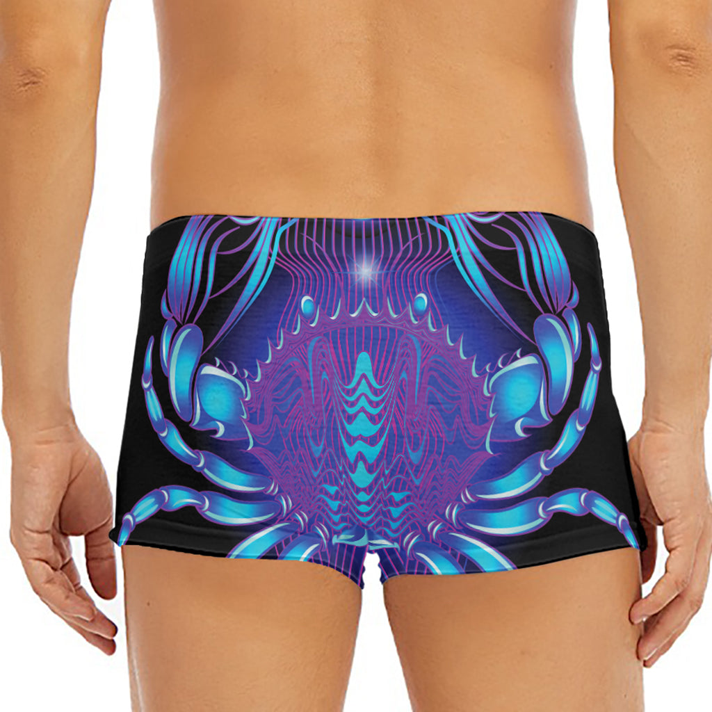 Dark Cancer Zodiac Sign Print Men's Short Boxer Briefs