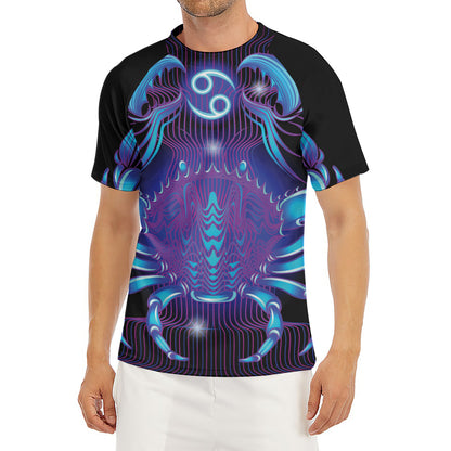 Dark Cancer Zodiac Sign Print Men's Short Sleeve Rash Guard