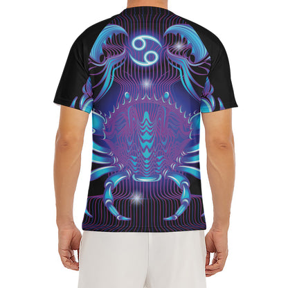 Dark Cancer Zodiac Sign Print Men's Short Sleeve Rash Guard