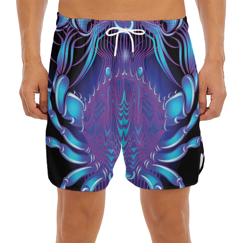 Dark Cancer Zodiac Sign Print Men's Split Running Shorts