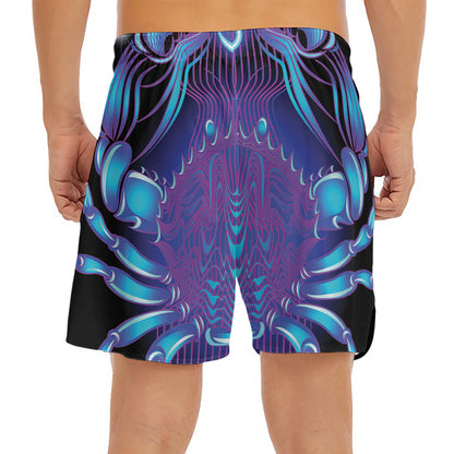 Dark Cancer Zodiac Sign Print Men's Split Running Shorts