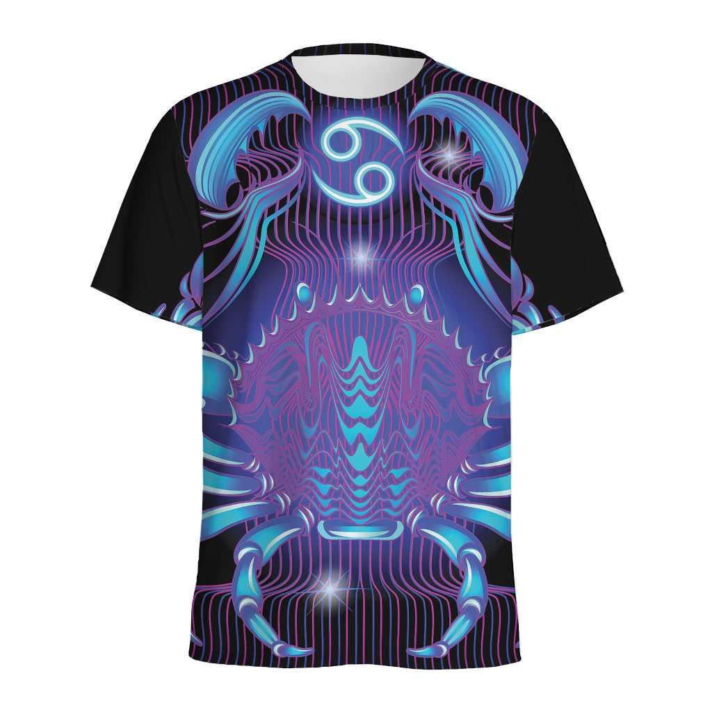 Dark Cancer Zodiac Sign Print Men's Sports T-Shirt