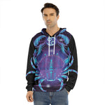 Dark Cancer Zodiac Sign Print Men's Velvet Pullover Hoodie