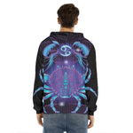 Dark Cancer Zodiac Sign Print Men's Velvet Pullover Hoodie