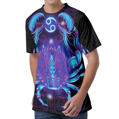 Dark Cancer Zodiac Sign Print Men's Velvet T-Shirt