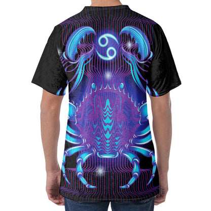 Dark Cancer Zodiac Sign Print Men's Velvet T-Shirt