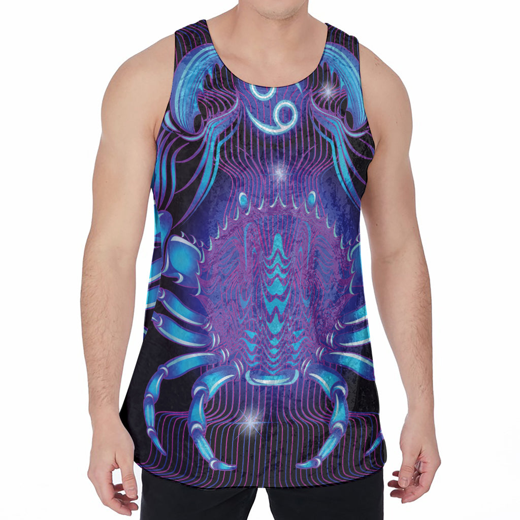 Dark Cancer Zodiac Sign Print Men's Velvet Tank Top