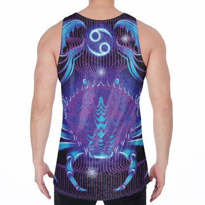 Dark Cancer Zodiac Sign Print Men's Velvet Tank Top