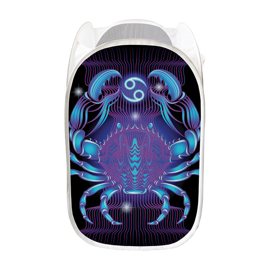 Dark Cancer Zodiac Sign Print Mesh Laundry Hamper