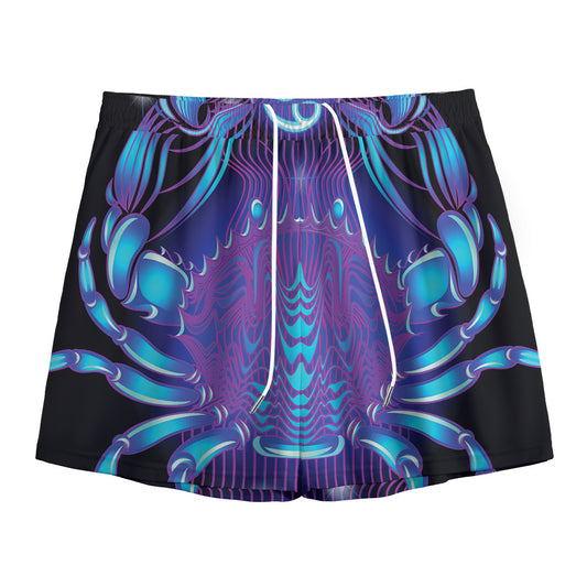 Dark Cancer Zodiac Sign Print Mesh Shorts
