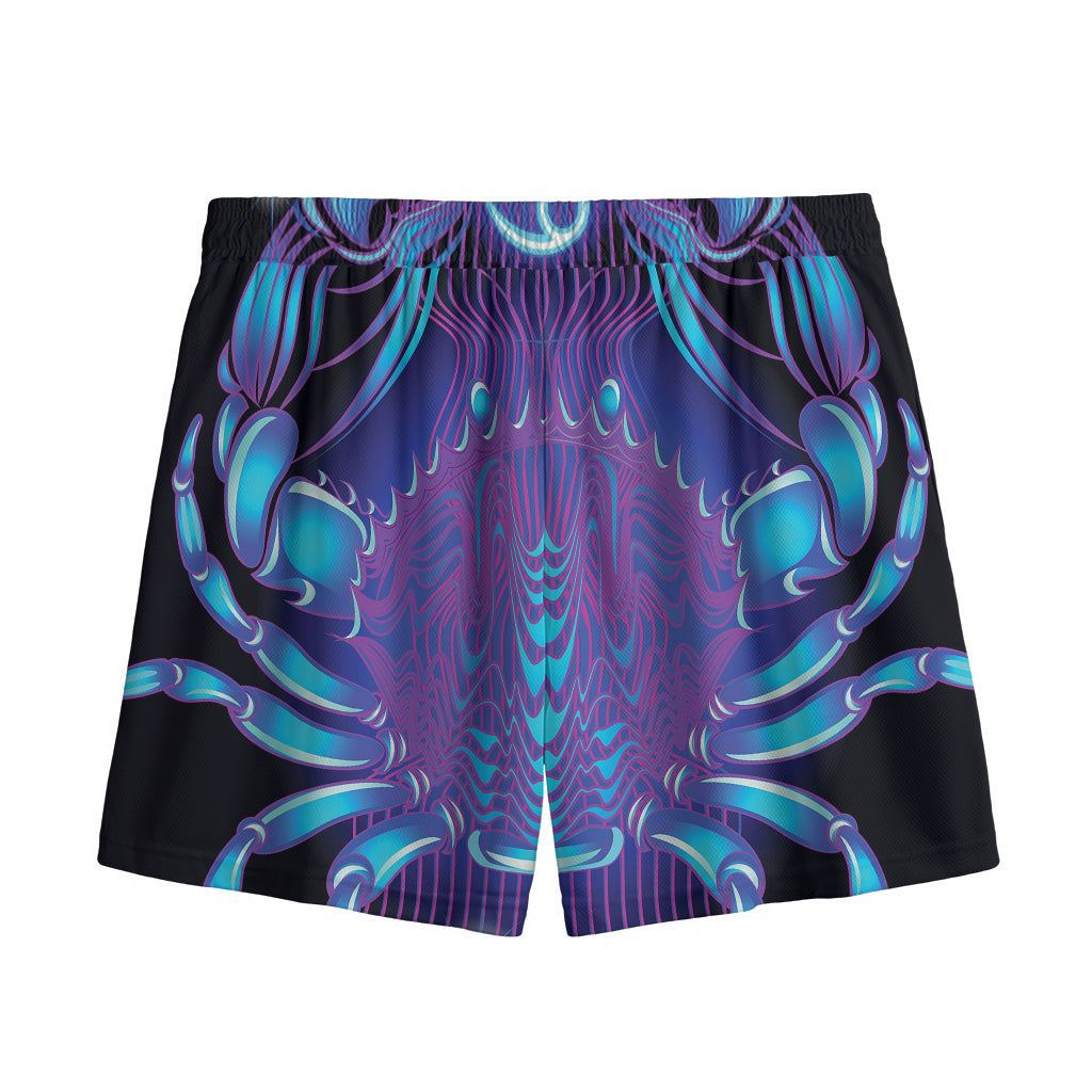 Dark Cancer Zodiac Sign Print Mesh Shorts