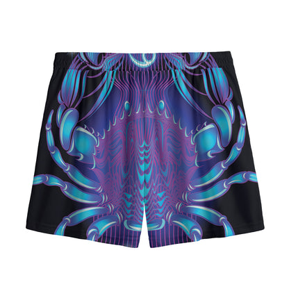 Dark Cancer Zodiac Sign Print Mesh Shorts