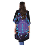 Dark Cancer Zodiac Sign Print Open Front Beach Cover Up