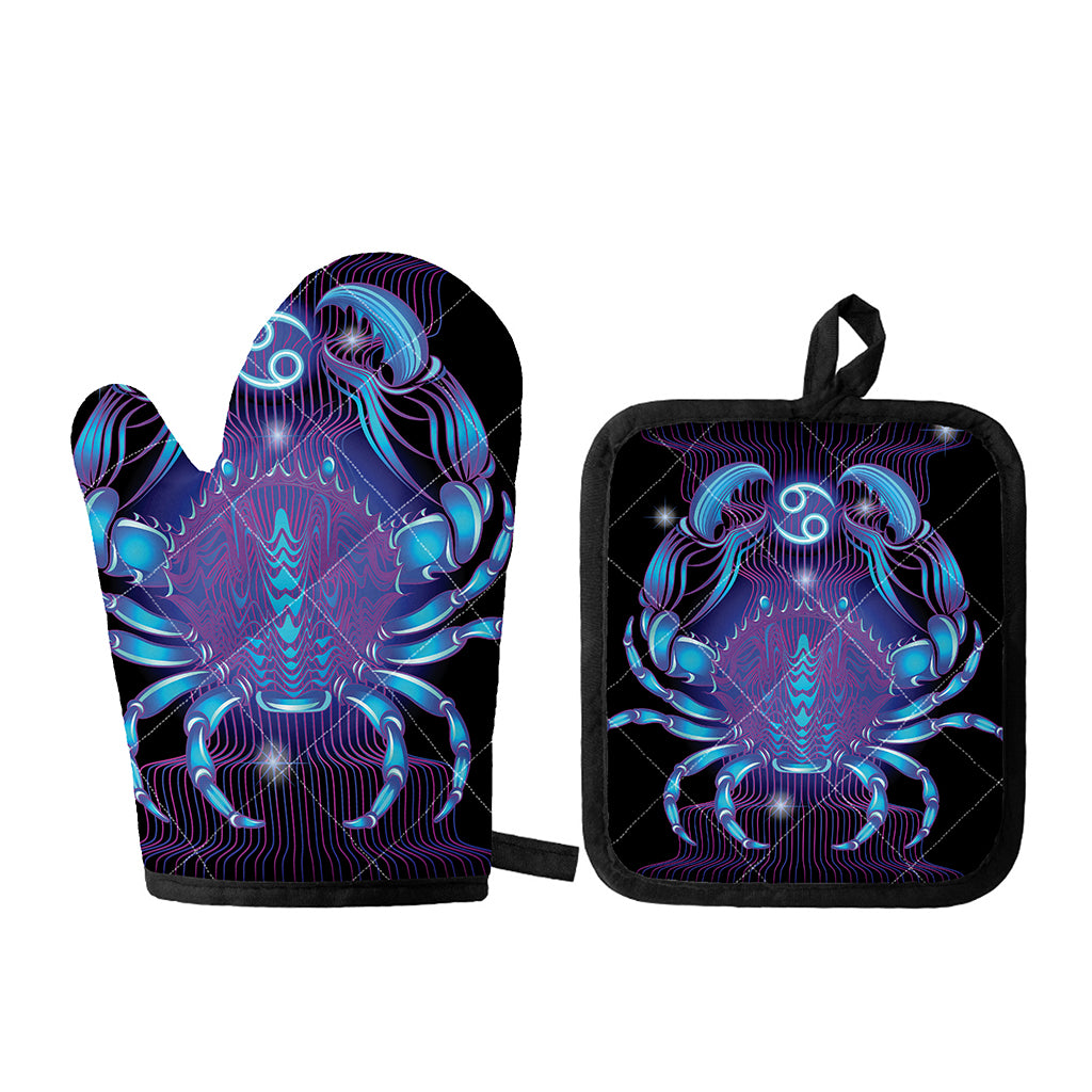 Dark Cancer Zodiac Sign Print Oven Mitt And Pot Holder Set