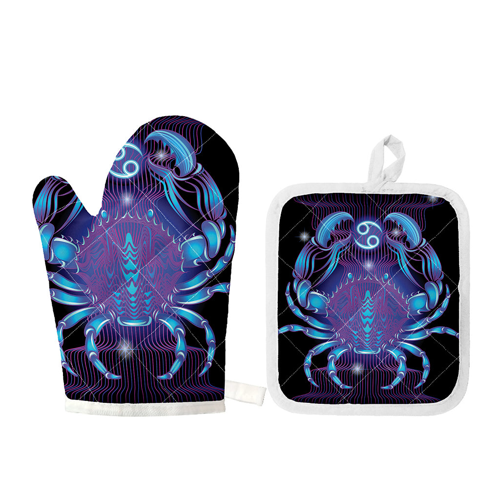 Dark Cancer Zodiac Sign Print Oven Mitt And Pot Holder Set