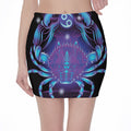Dark Cancer Zodiac Sign Print Pencil Mini Skirt