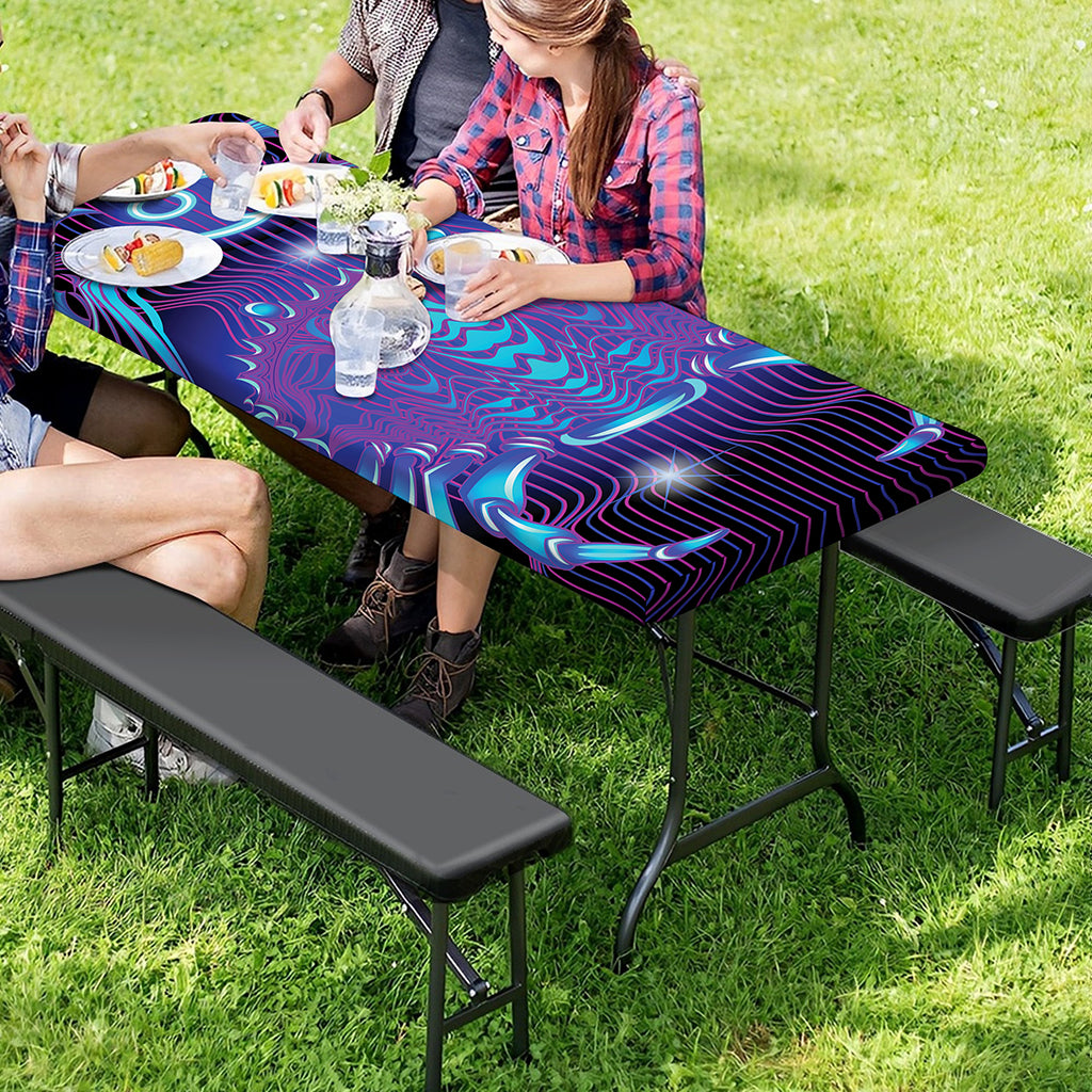 Dark Cancer Zodiac Sign Print Picnic Table Cover