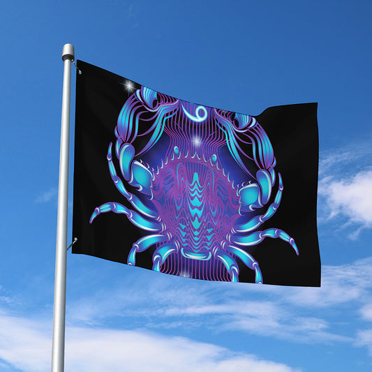Dark Cancer Zodiac Sign Print Polyester Flag