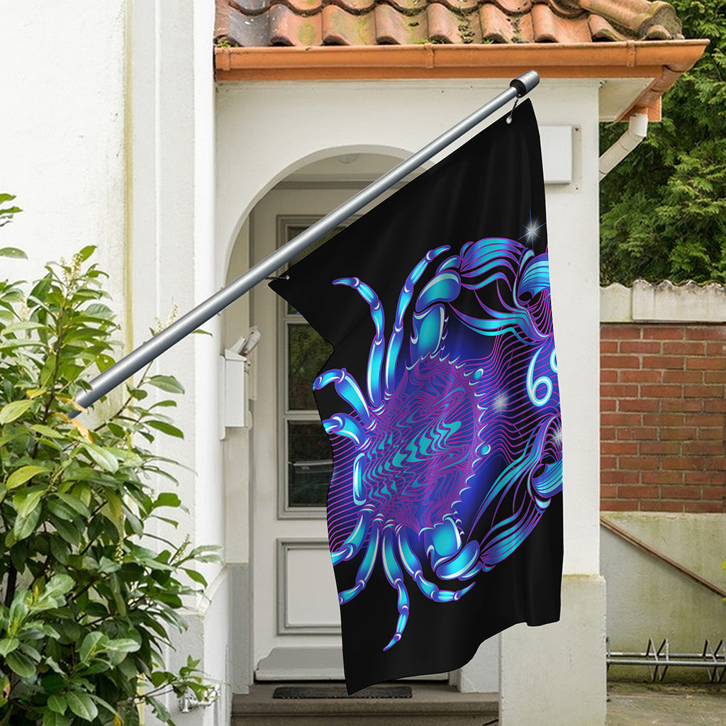 Dark Cancer Zodiac Sign Print Polyester Flag
