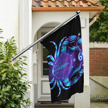 Dark Cancer Zodiac Sign Print Polyester Flag