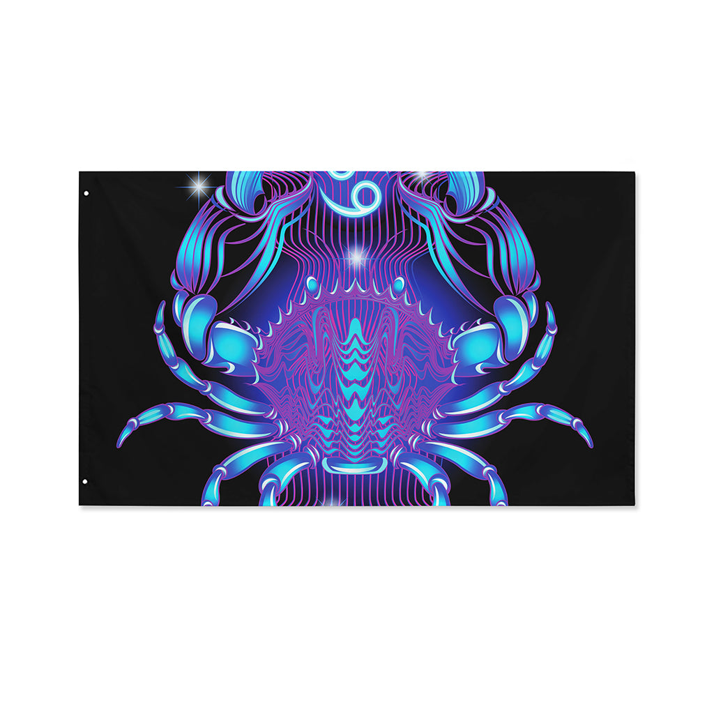 Dark Cancer Zodiac Sign Print Polyester Flag