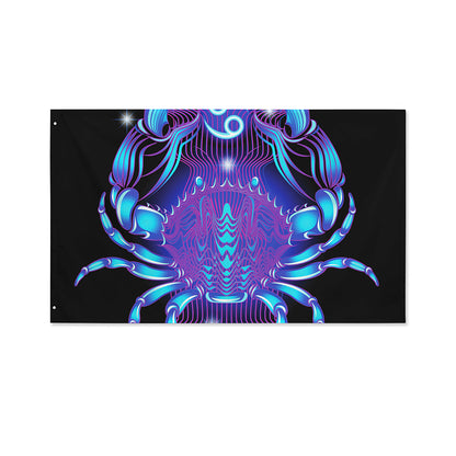 Dark Cancer Zodiac Sign Print Polyester Flag
