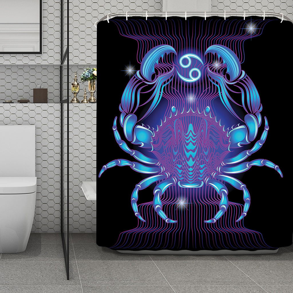 Dark Cancer Zodiac Sign Print Polyester Shower Curtain