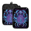 Dark Cancer Zodiac Sign Print Pot Holders With Pocket