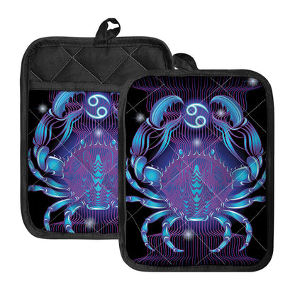Dark Cancer Zodiac Sign Print Pot Holders With Pocket