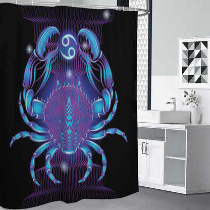 Dark Cancer Zodiac Sign Print Premium Shower Curtain