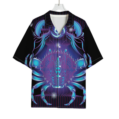 Dark Cancer Zodiac Sign Print Rayon Hawaiian Shirt