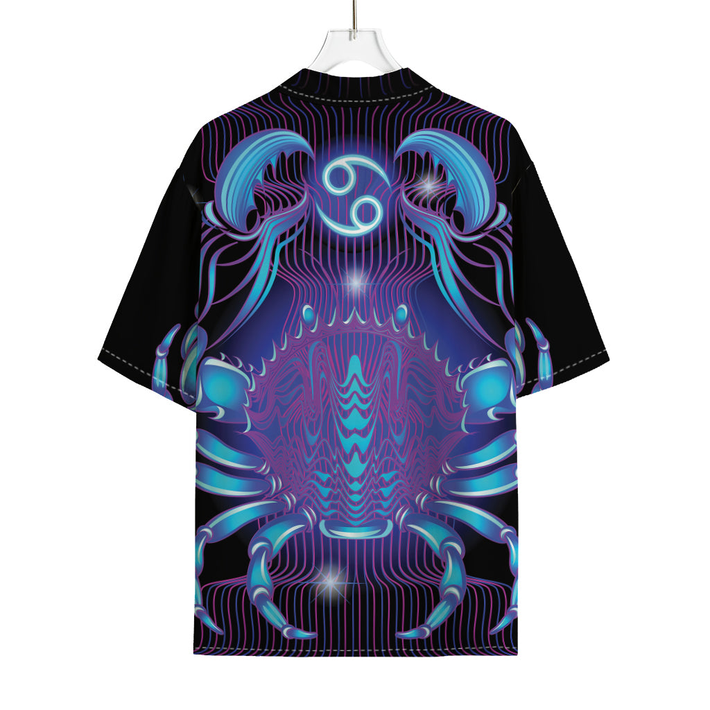 Dark Cancer Zodiac Sign Print Rayon Hawaiian Shirt